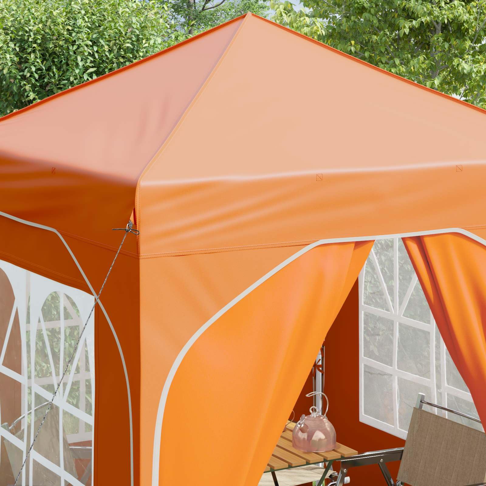 Namiot imprezowy Pop-up, pomarańczowy, 192 x 192 x 245 cm, z tkaniny Oxford 210D, ze srebrną powłoką, z regulacją wysokości na 3 poziomach, składany, wodoszczelny, odporny na warunki