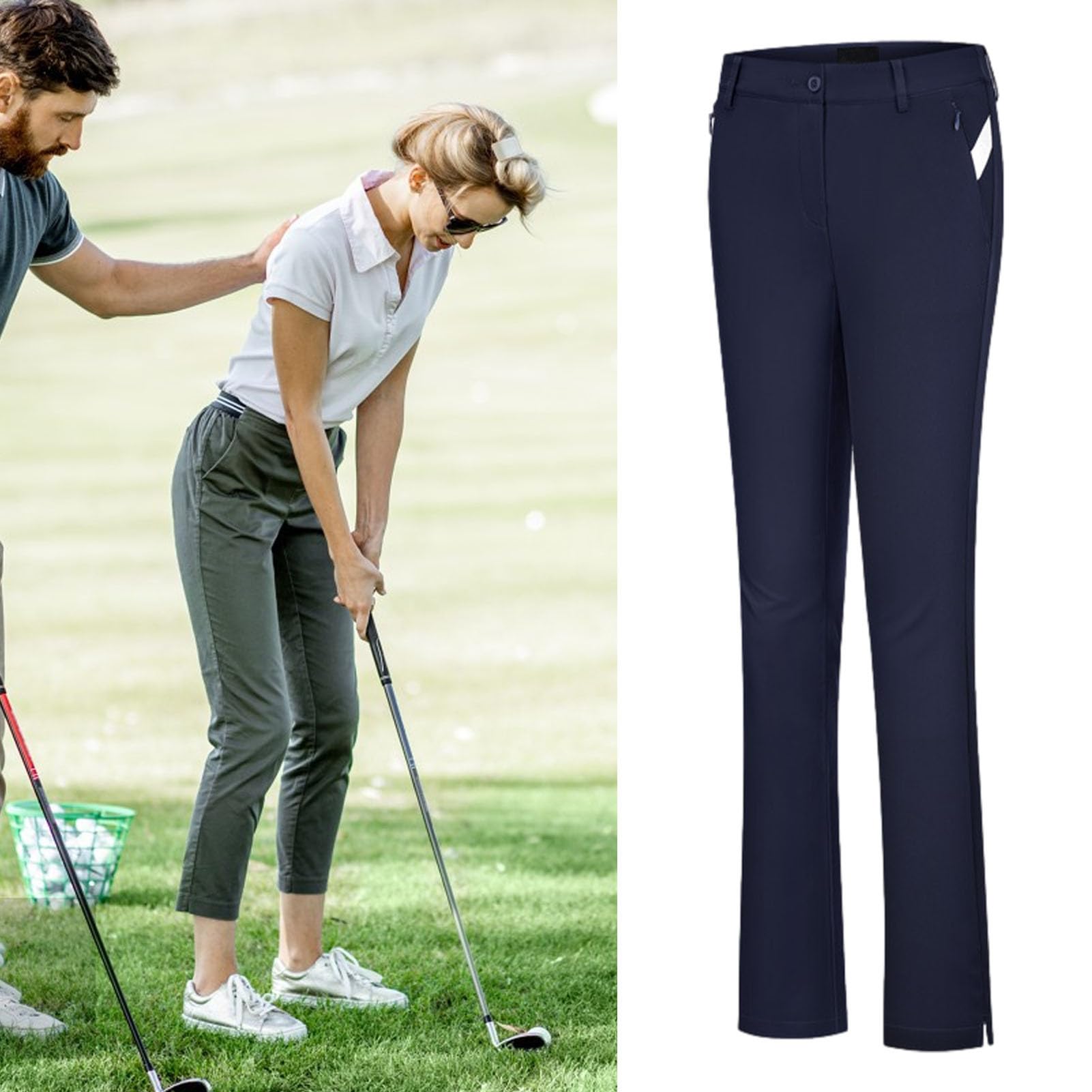 Pantaloni da golf da donna con tasche, Pantaloni da golf da donna,Pantaloni da viaggio con tasche con cerniera - Pantaloni da golf da donna Pantaloni da trekking elasticizzati leggeri da lavoro Holdes