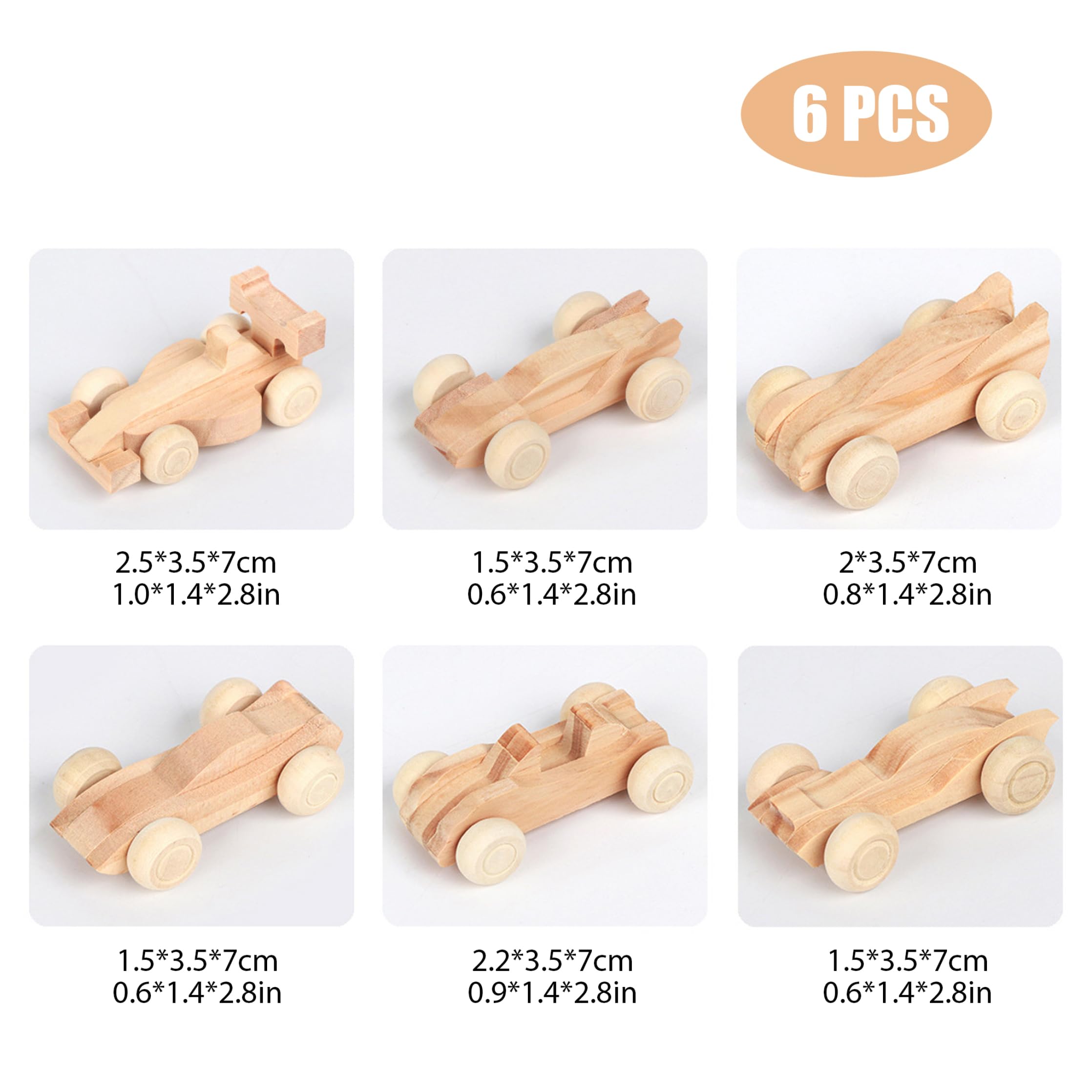 6 uds. De Coches de Madera para Pintar, Manualidades de Madera Natural para niños, Grafiti de Manualidades, minicoches de Carreras, inspiración artística para niños y niñas