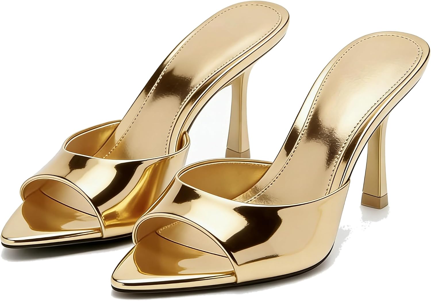 Wnshonzy Heeled Sandals For Women Pointed Open Toe High Heels Stiletto Pumps Mule Slip on Sexy Trendy Slingback