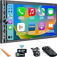 Vista 1 de Estéreo inalámbrico de doble DIN para automóvil con Apple Carplay, Android Auto - Pantalla TFT HD de 7 pulgadas, Bluetooth, subwoofer, Mirror Link