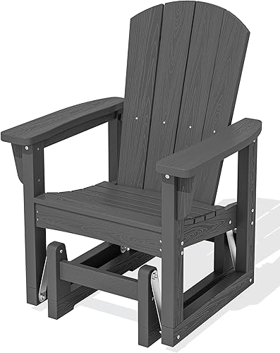 SERWALL Silla planeadora para exteriores, HDPE similar a la madera, para patio, mecedora para todo tipo de clima, para exteriores, gris pizarra