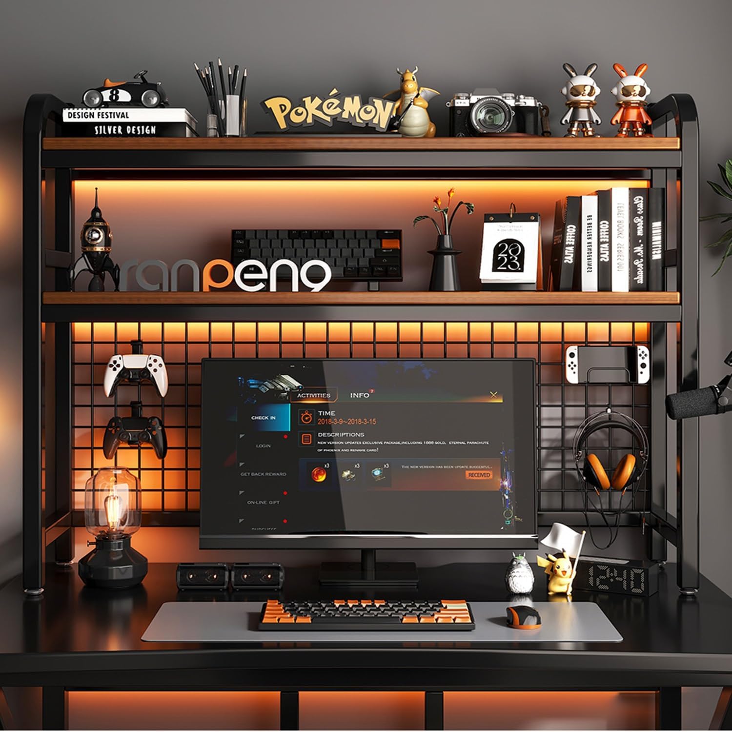 Dorm Desk Hutch, Desktop Bookshelf, Desktop Bookcase For