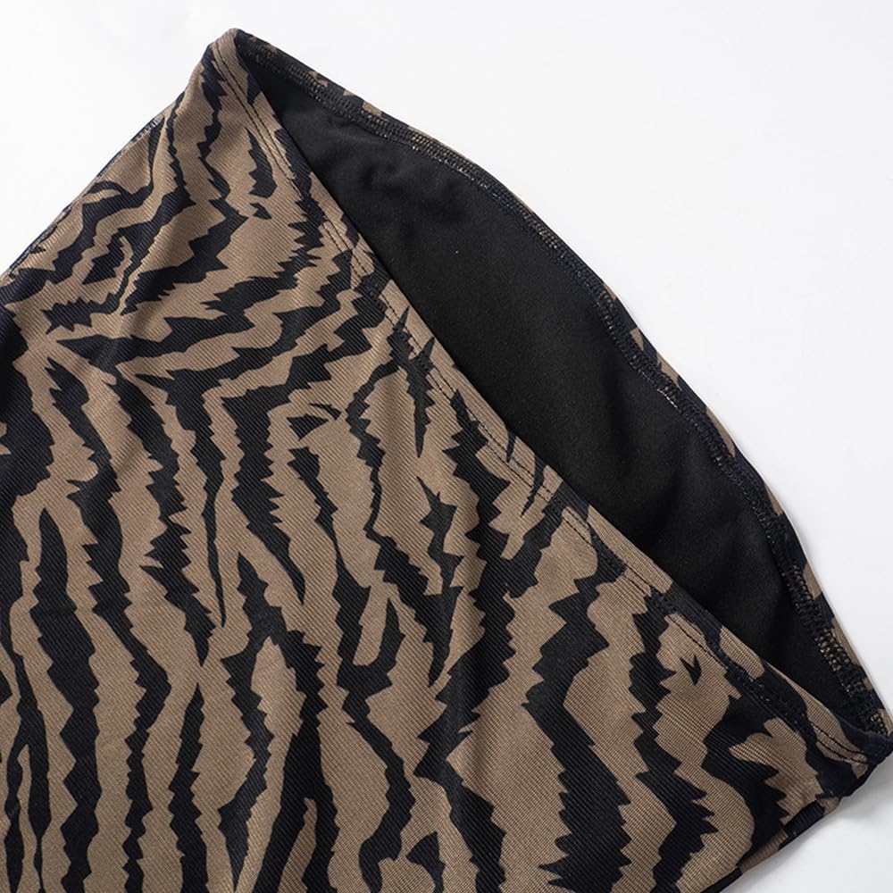 Women Tube Top Dress Backless Strapless Mesh Leopard Print Side Slit Cocktail Bodycon Long Dress Party Club Dress - Image 8