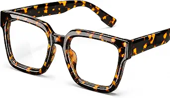 Livho Oversized Eyewear Frame for Women and Men - Rectangle Fashion Glasses for Computer, Chic Preppy Frame