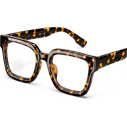 livho Oversized Eyewear Frame for Woman and Men - Rectangle Fashion Glasses for Computer, Chic Preppy Frame