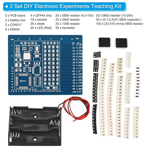 Miniatura 6 de PATIKIL Junta de práctica de soldadura, 1 juego de electrónica kit prototipo placa PCB DIY circuito de soldadura SMTSMD LED luz intermitente para