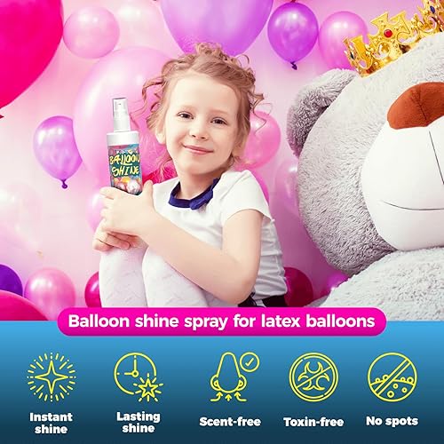 Miniatura 5 de Aerosol de brillo de globos de 8 onzas, de larga duración e instantáneo, sin olor y de alta brillantez, aerosol de globos de látex sin limpiar y sin