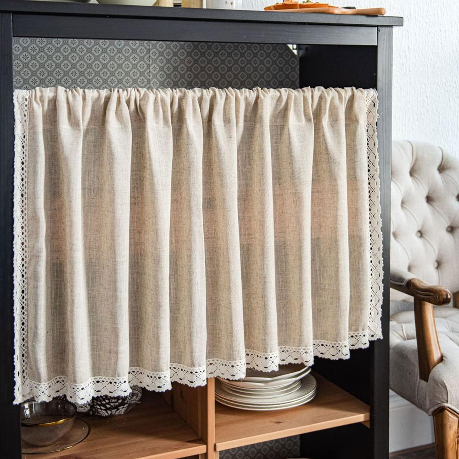 Visillo corto bohemio de 150x91 cm ideal para dar luz y privacidad a tu cocina