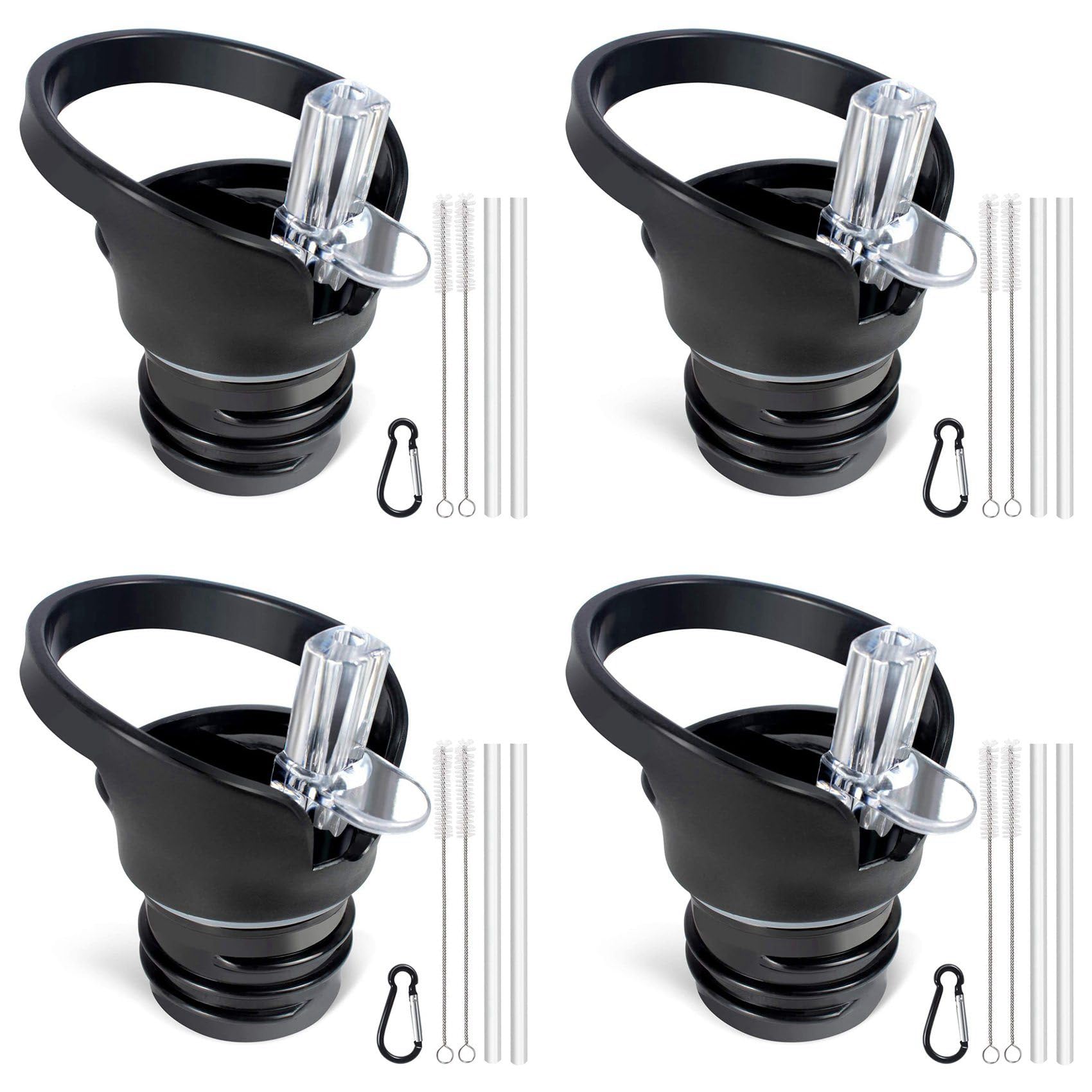 Vjsujehgy 4X Standard Size Straw Lid for Standard Bottle and Bottle,with Straw and Clean Brush