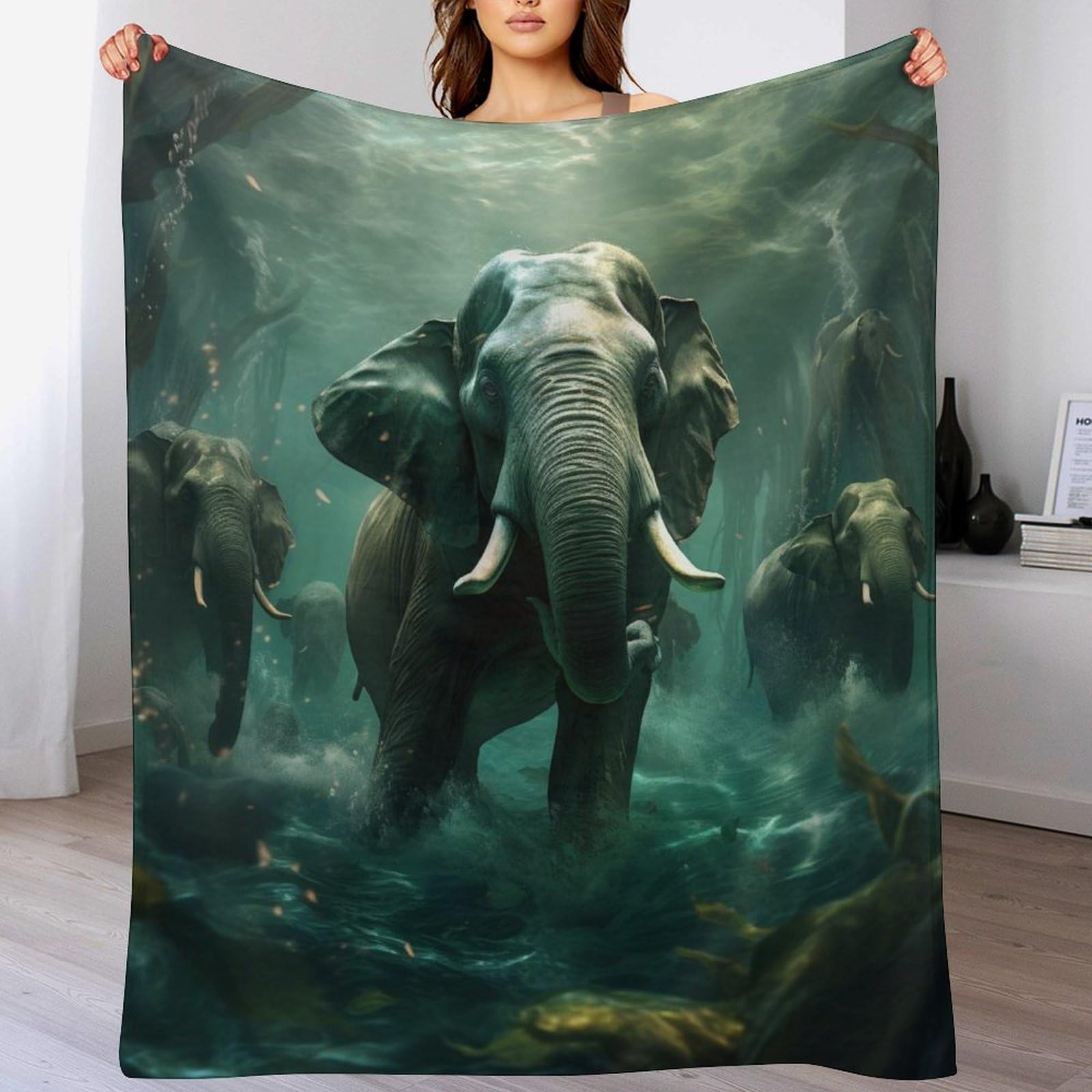Couverture éléphants haut de gamme en flannel 100% moelleuse
