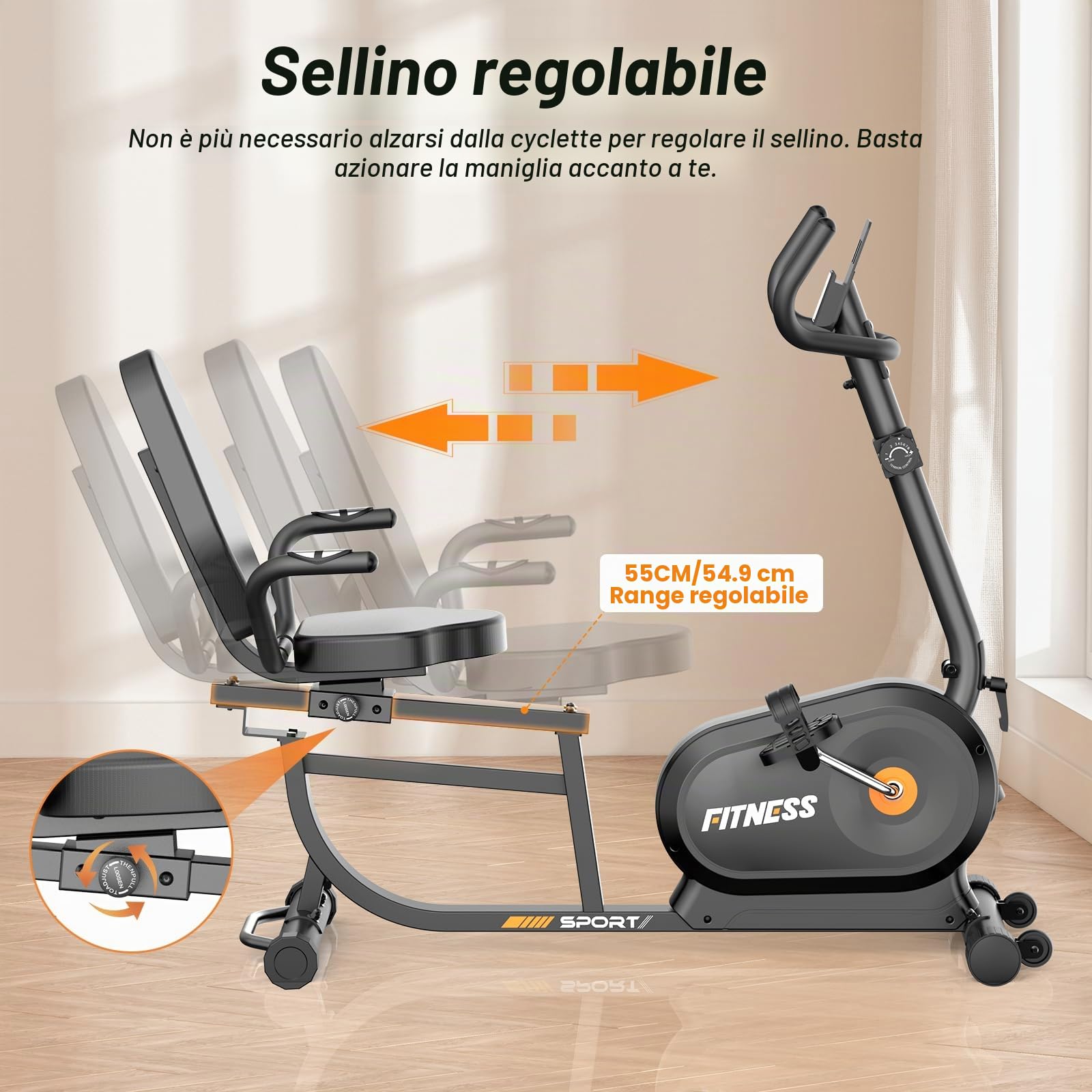 Dskeuzeew Cyclette da Casa Professionale, Bicicletta ad attrito Indoor per Fitness da Camera con Schermo LCD e Portabicchieri,struttura in acciaio da 80 mm, capacità di 160 kg