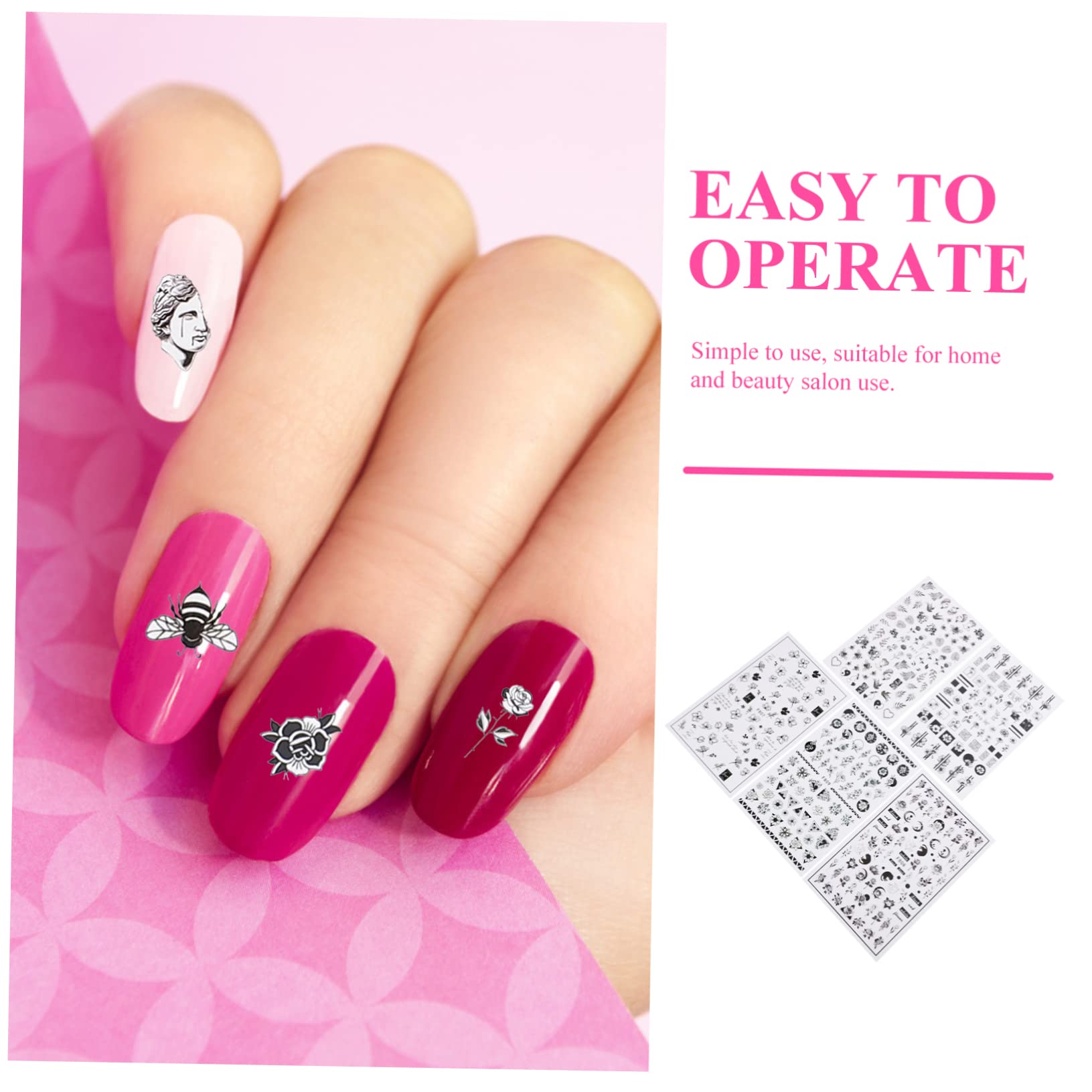 4 Set Adesivi Per Unghie Fiori Nail Art Decal Per Decorazioni Eleganti Per Feste E Speciali Adatti Donne E Ragazze 10 Fogli*4