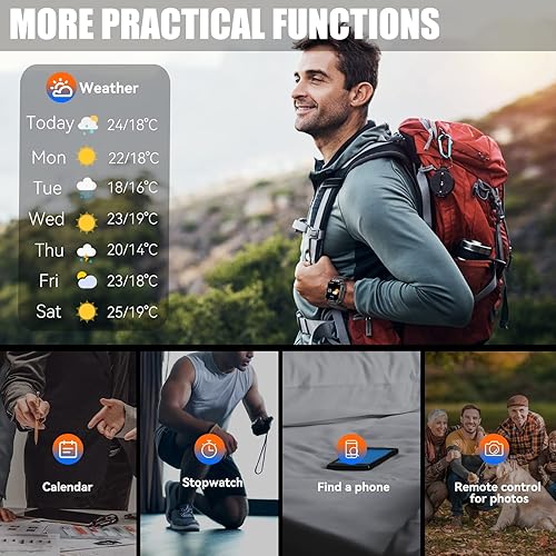 Miniatura 8 de EIGIIS Relojes inteligentes militares para hombres 1.96 pulgadas HD pantalla grande resistente reloj inteligente (respuestallamadas de marcado)