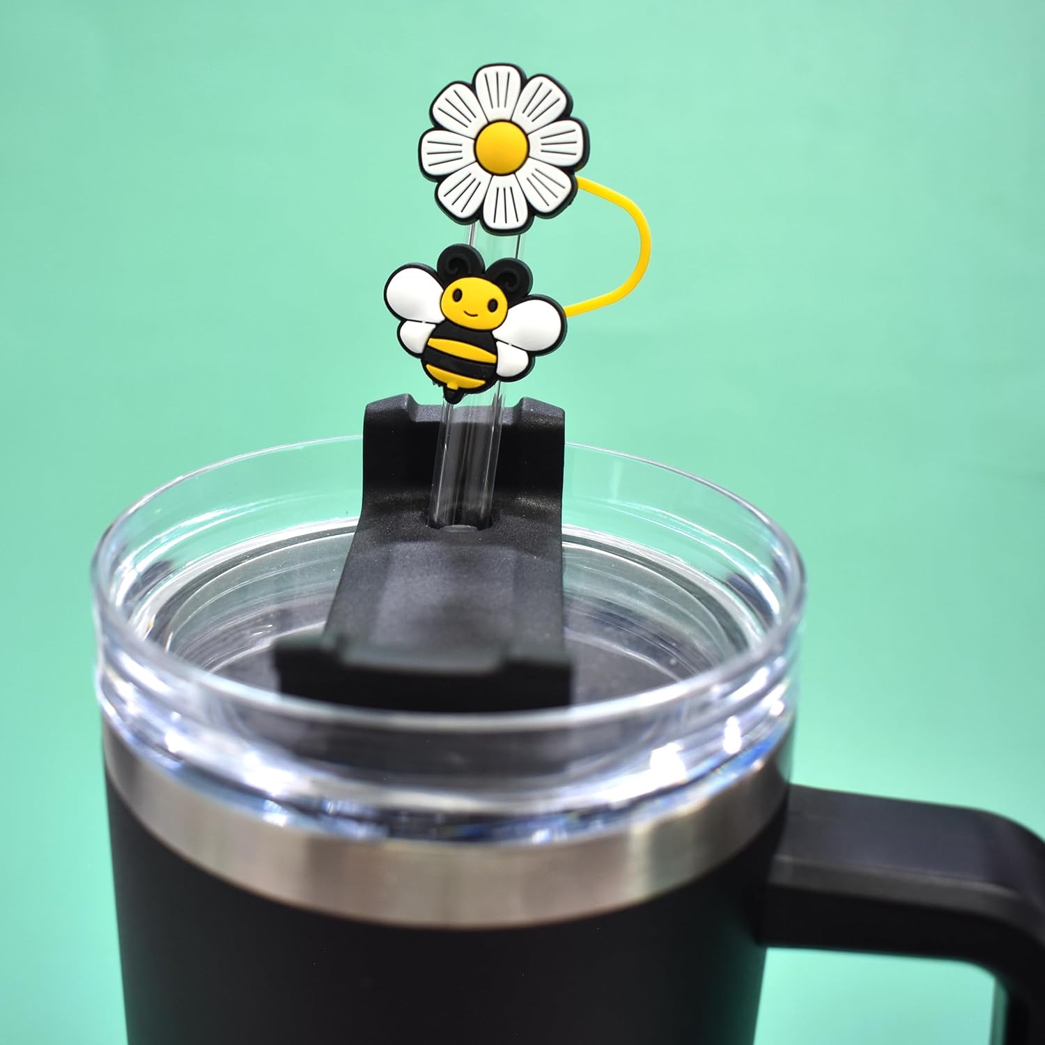 15Pcs Silicone Straw Covers Cap for Stanley Cup 20 30&40 Oz Cup, Honey Bee Yellow Styles Straw Toppers for Stanley 40 Oz Tumbler 10mm 0.4in Lid Accessories - Image 3