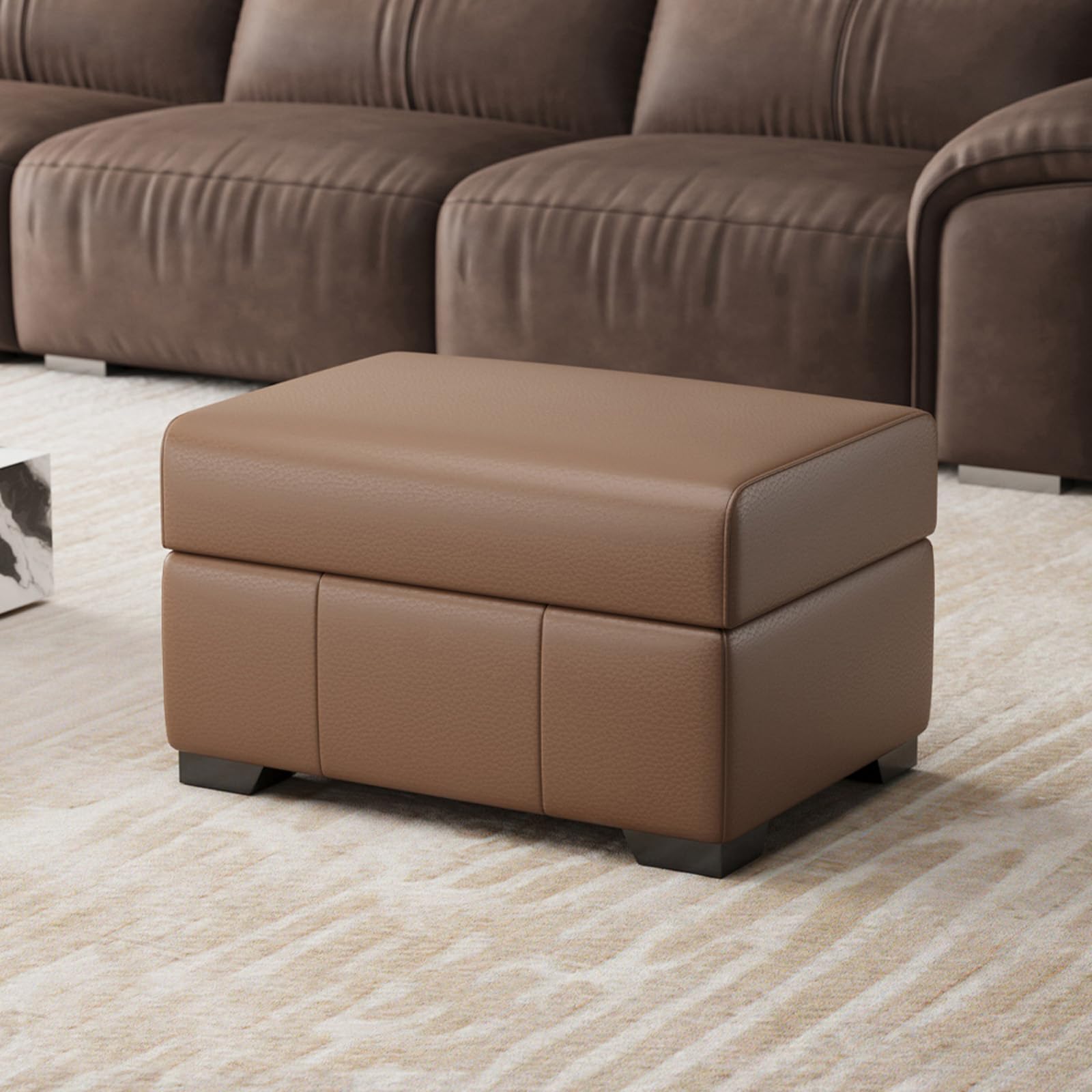 Banc ottoman en velours rectangulaire avec siège rembourré pour bout de lit