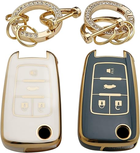 Miniatura 7 de Funda compatible con Buick Encore Chevy Chevrolet Camaro Equinox Impala Sonic Terrain 4 botones, gris, blanco