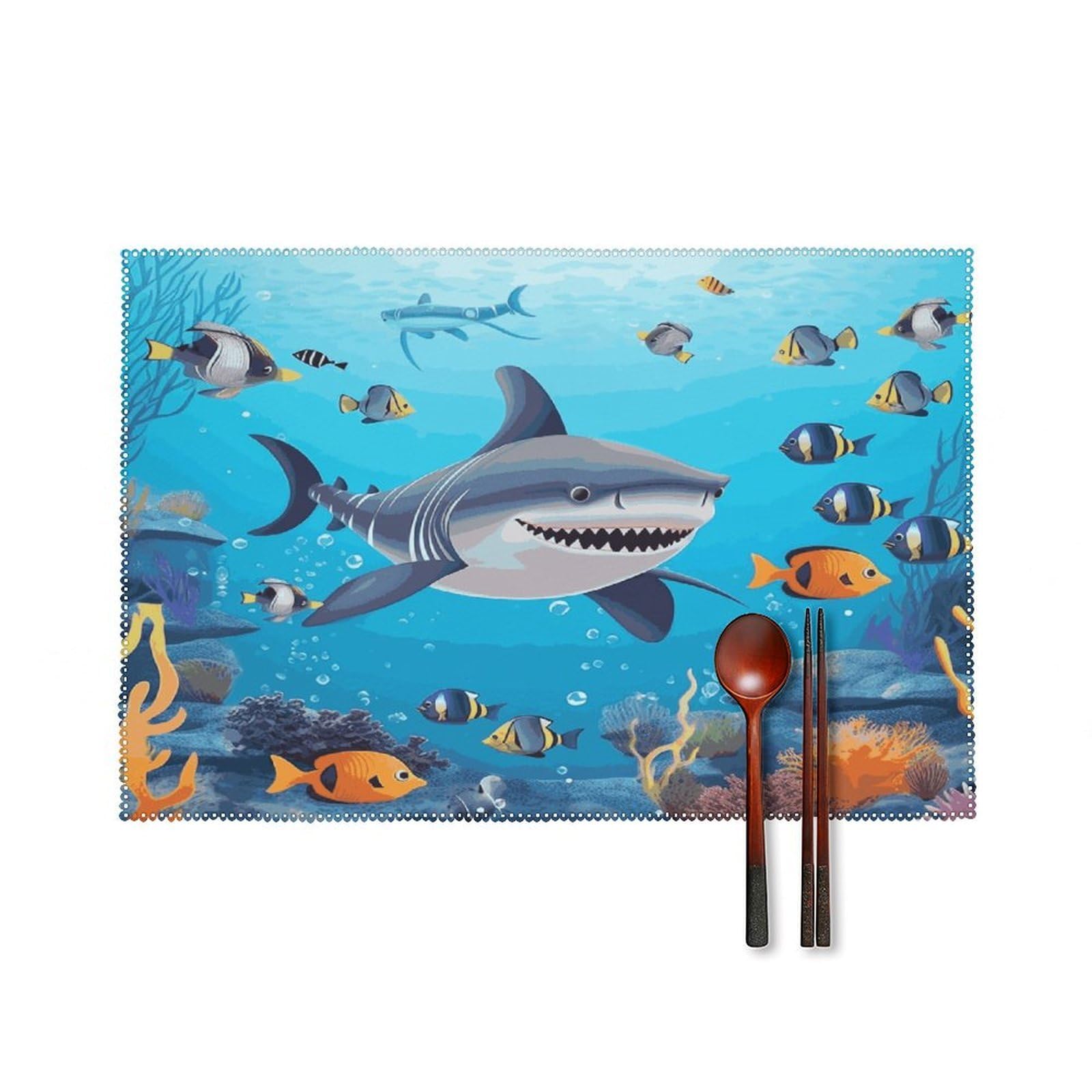 Fodpand Style Fish Ocean Theme Placemats Set Of 4 Place Mats Table Mats