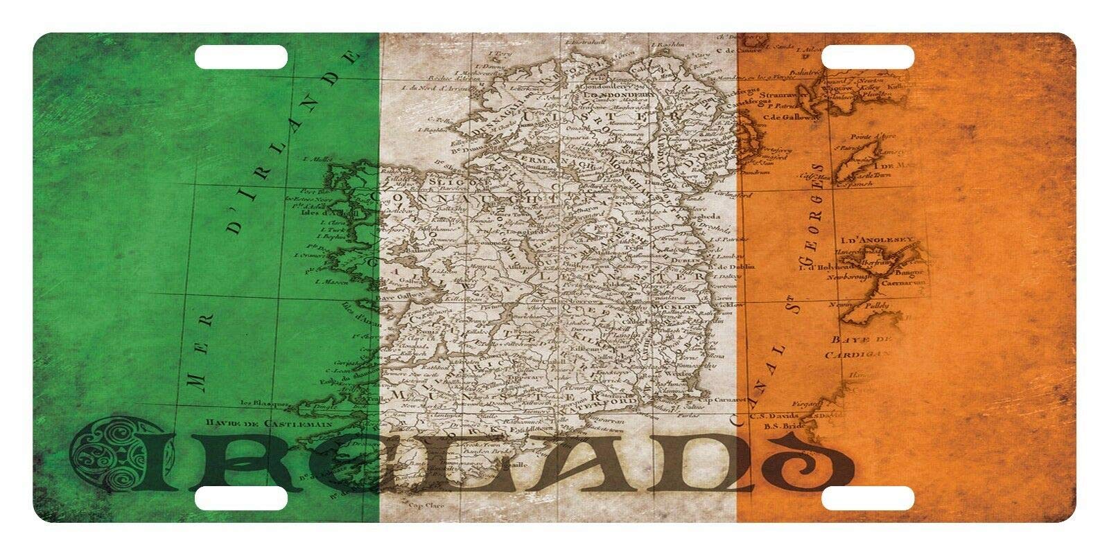Biopracess Metalpostera5171 Ireland Flag Custom License Plate Irish Map License Plate Sign 6X12 Inches
