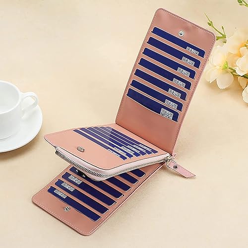 Miniatura 5 de Billetera larga multifuncional, cartera para mujer, con bloqueo de billetera, con bolsillo con cremallera, cartera para múltiples tarjetas para