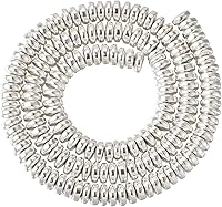 Vista 1 de Cheris - 125 cuentas de metal Heishi de 0.236 x 0.118 pulgadas (0.236 x 0.118 in) chapadas en plata, no magnéticas, cuentas sueltas de hematita