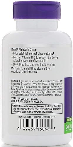 Vista 3 de Natrol La melatonina te ayuda a conciliar el sueño más rápido, permanece dormido por más tiempo de absorción más rápida 100 vegetarianos de 3 mg