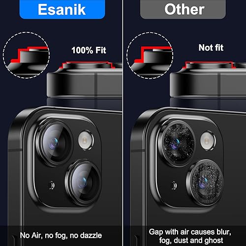 Miniatura 3 de Esanik Paquete de 2 protectores de lente de cámara para iPhone 14 ProiPhone 14 Pro Max, carcasa de aleación de aluminio mate de vidrio templado,