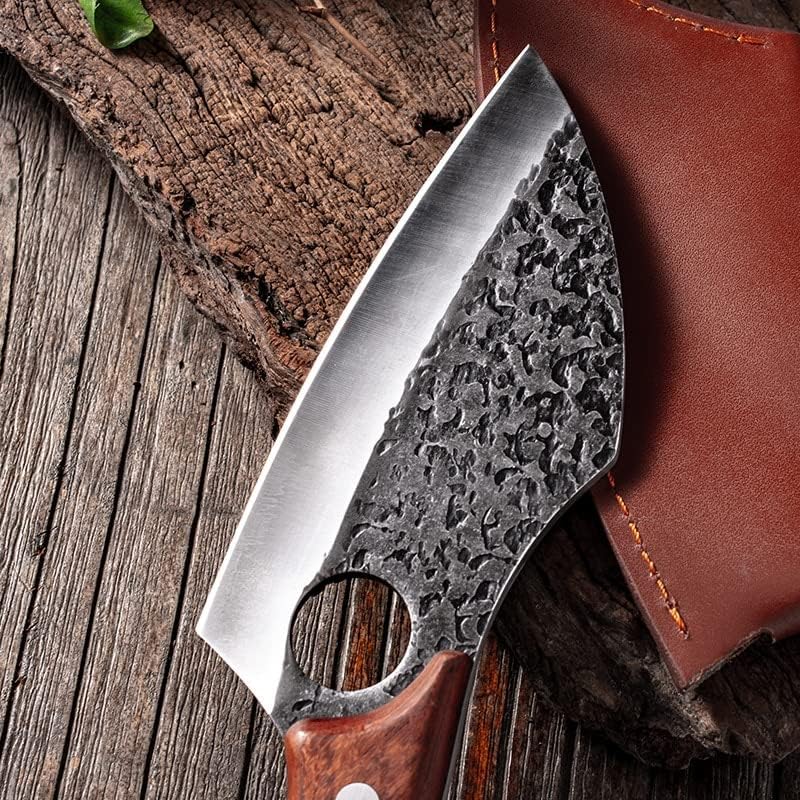 Meat Cleaver Knife, Sharp handmade ring meat cleaver kitchen cleaver slicing knife outdoor portable knife