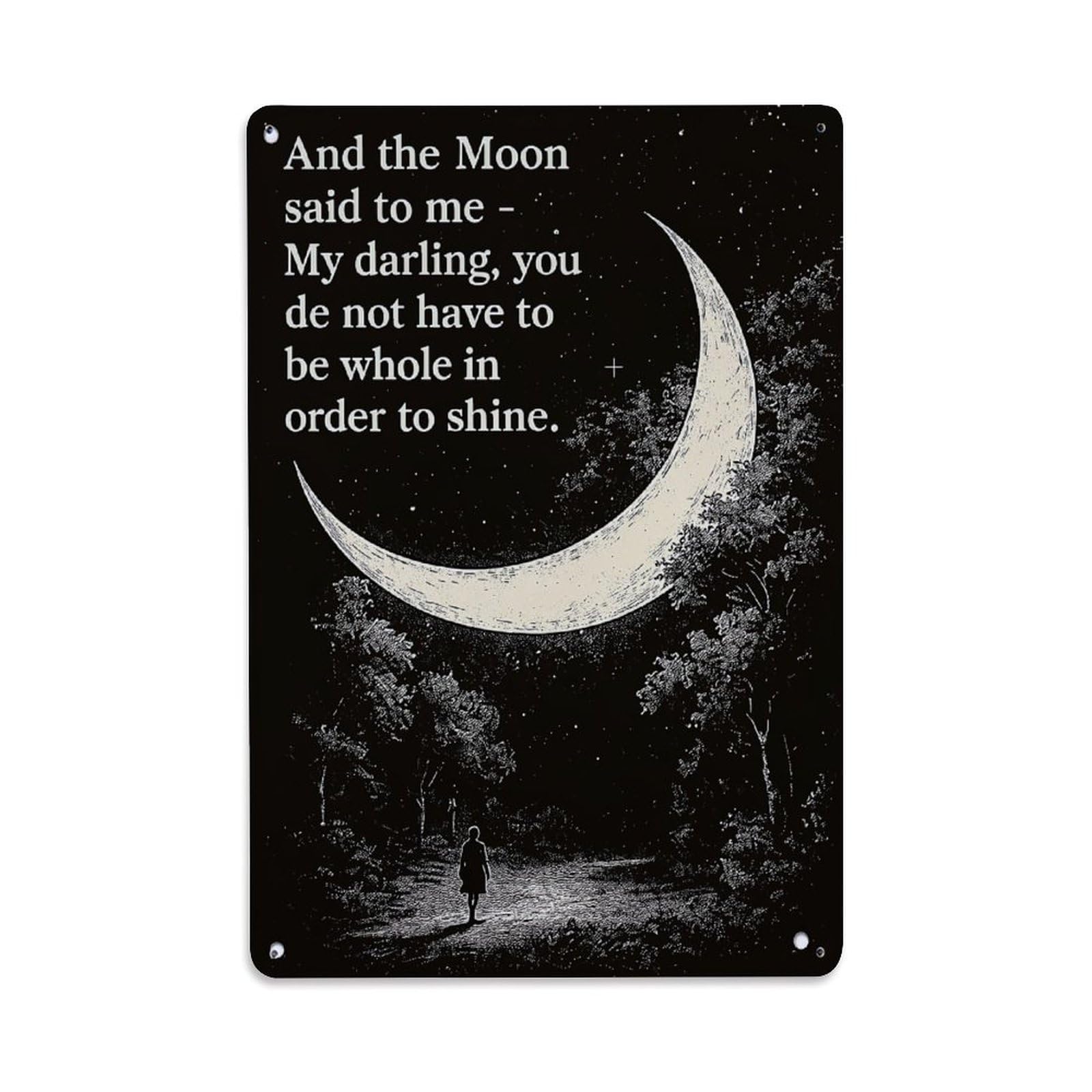Jdfenggu Vintage Moon Light Forest Path Night Retro Metal Tin Sign, Decor Art Poster For Bar, Home, Man Cave, Kitchen, Laundry Room Gift 8X12inch