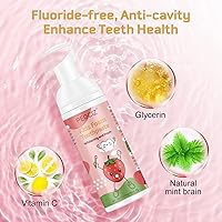 Vista 3 de Foam Toothpaste Kids, Kids Mouthwash with Fruit Flavor - Toddler Toothpaste Age for Children,360ºCare Natural Anti-Cavity Formulas with Fluoride for
