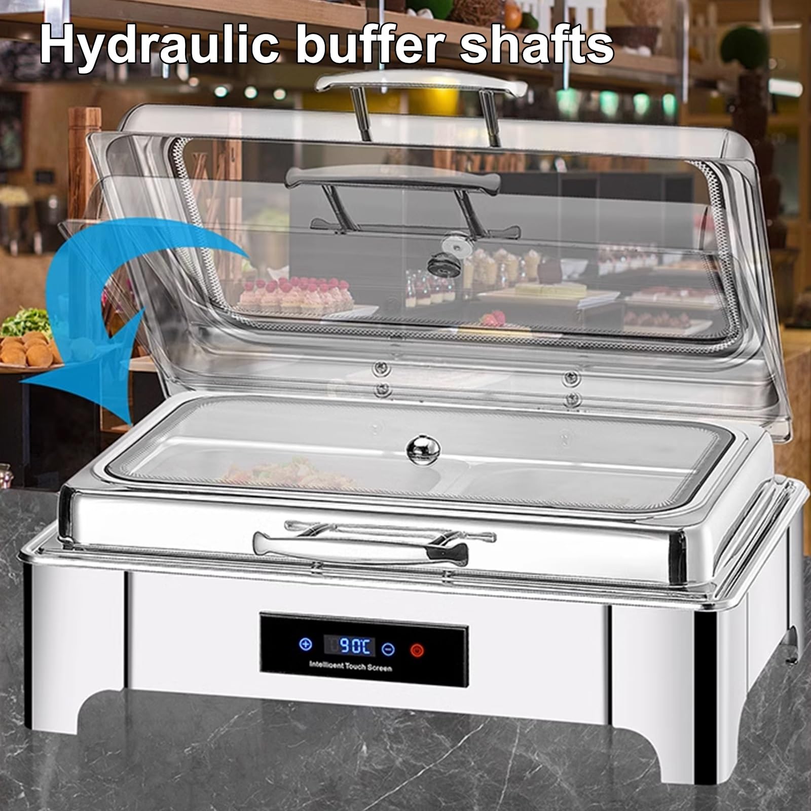 Juego de calentador de buffet con 9/13,5 L de 400 W 220 V, temperatura ajustable de 35 a 90 °C para fiestas, catering, pantalla inteligente