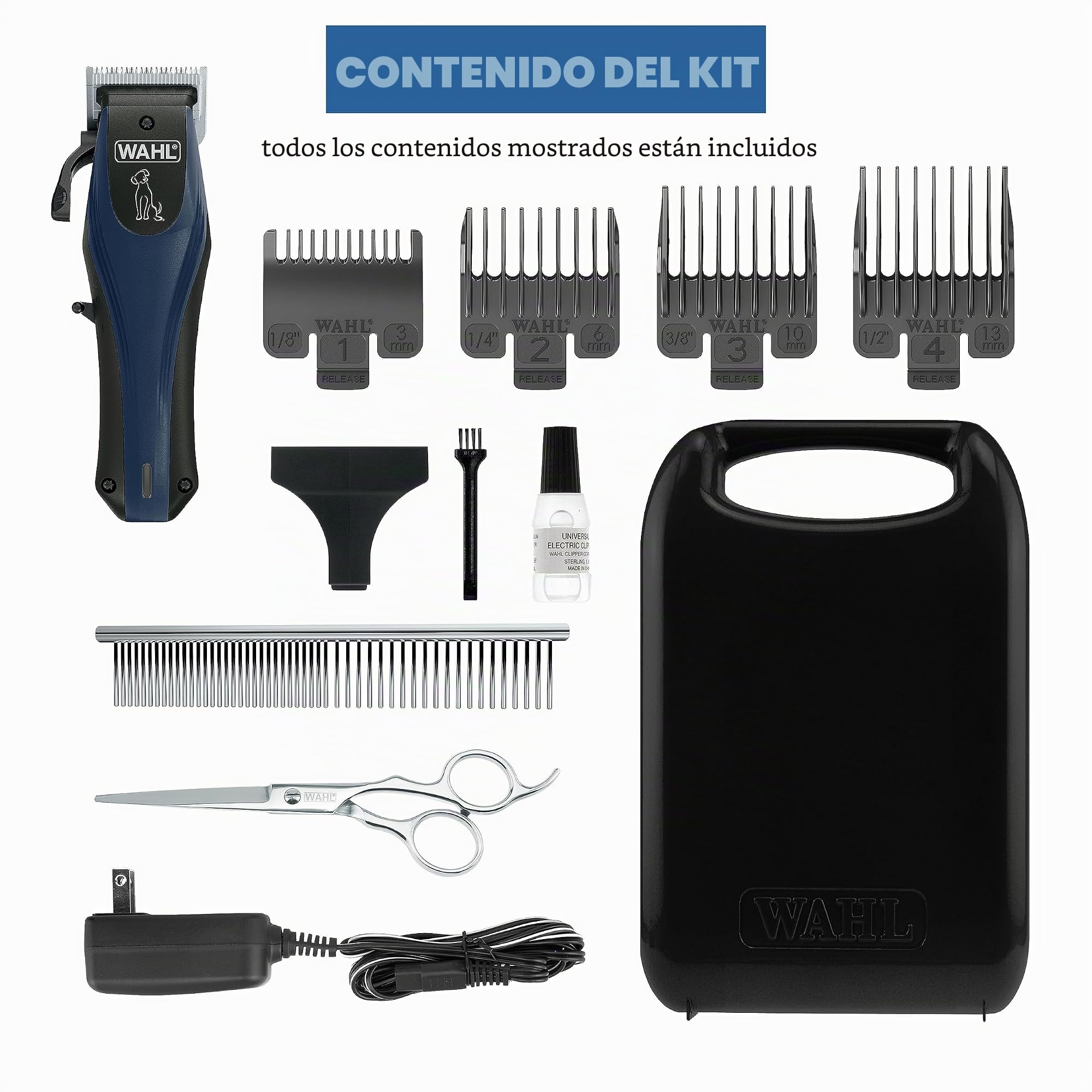 Wahl Power Pro - Cable Recargable de Iones de Litio inalámbrico, Kit de Aseo para Perros – Cortapelos eléctricos inalámbricos Resistentes para Aseo de Las Capas más Gruesas, Modelo 3024675 | Cortapelos eléctricos inalámbricos resistentes para perros para