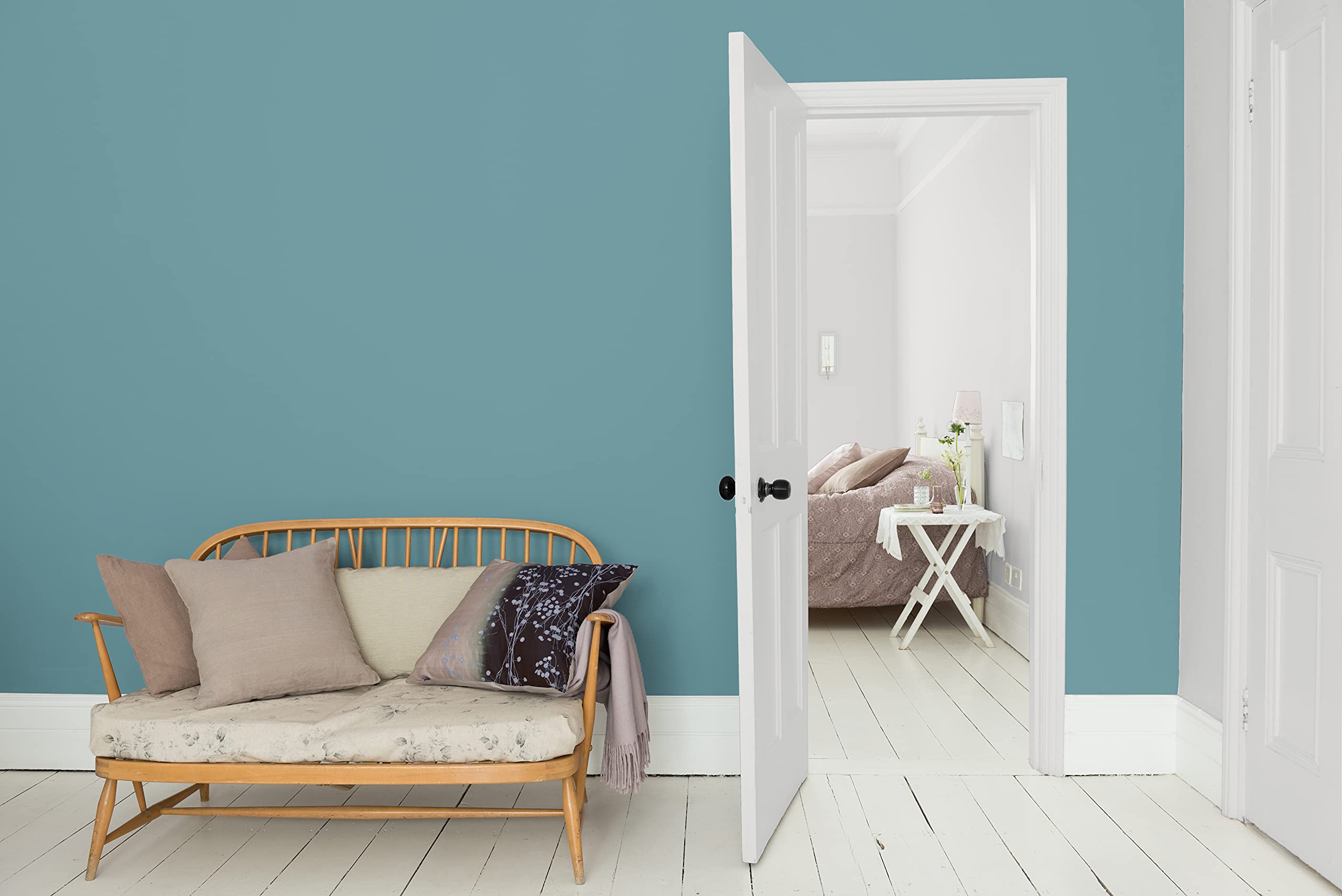 Dulux Valentine Peinture Si Simple Peinture Intérieure Toutes Pièces Satin - Peinture Murs et Plafonds, Portes et Plinthes - Lot de 2 - Couleurs : Le Gris Foncé & Le Bleu 2,5 L