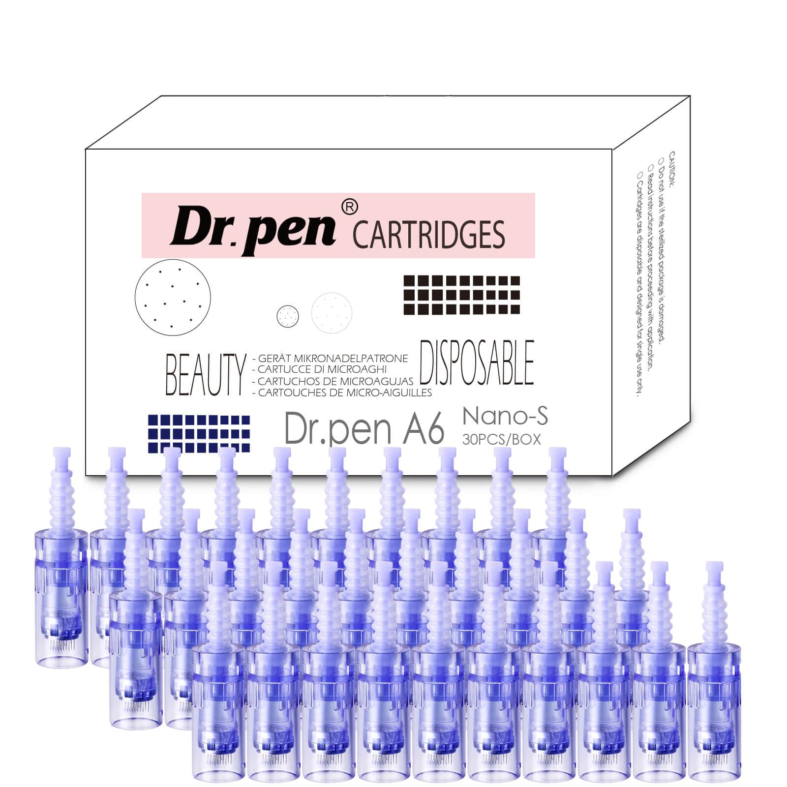 30pcs Dr. Pen A6 Replacement Cartridges – Nano S Model, Sterile & Hygienic, for Smooth Texture, Gentle Daily Care for All Skin Types, Ideal for Home & Salon Beauty Use, Compatible with Dr. Pen A6