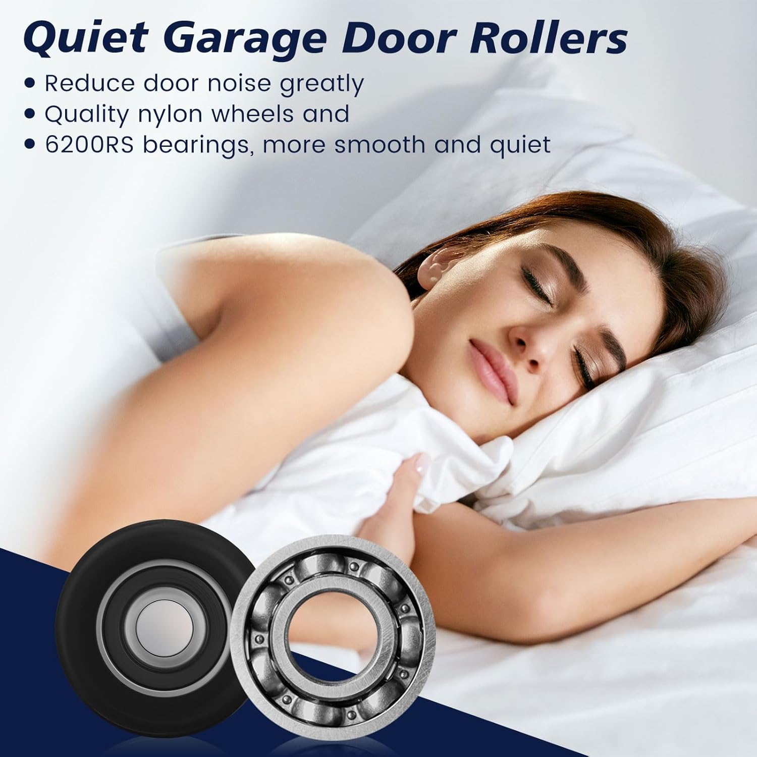 Lounsweer 117 Pcs Garage Door Rollers Hinges Set Bracket Screw Wire Rope Replacement Parts Nylon Garage Wheels Quiet High Load 6200RS Seal Roller Hardware Tune Up Kit for 16 x 7", 18 x 7" Door (Black)