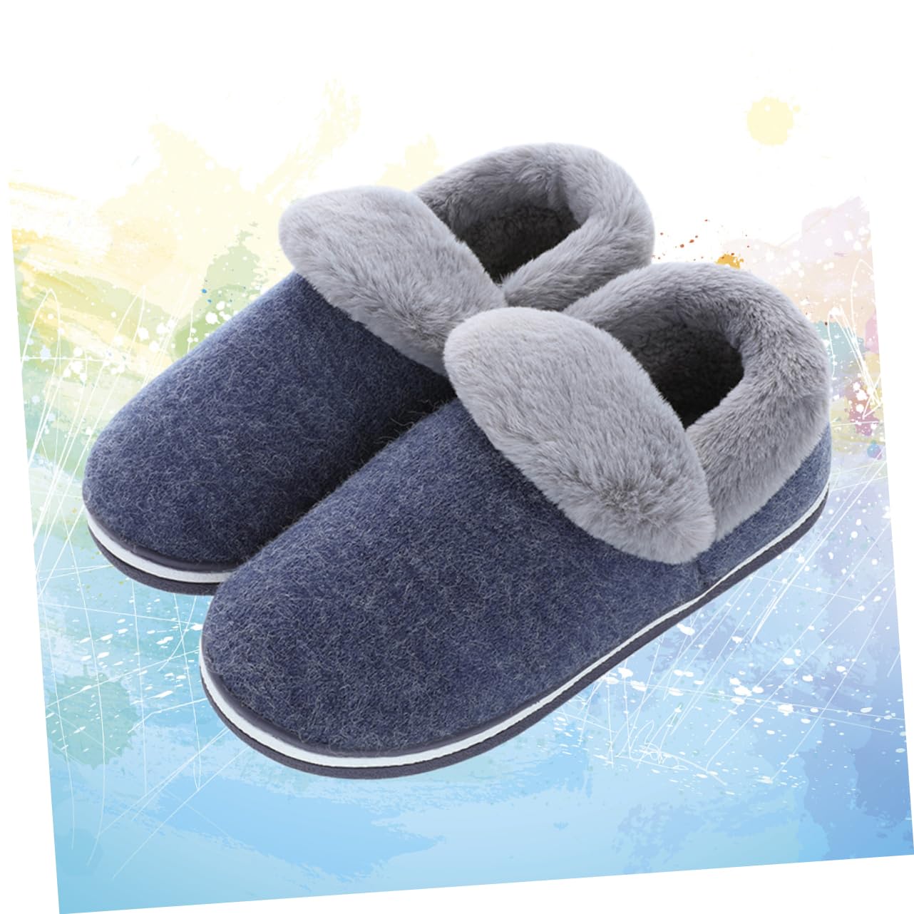 FOMIYES Pantofole Uomo Invernali Calde Tacco Spesse in Peluche Antiscivolo per Camera da Letto e Soggiorno