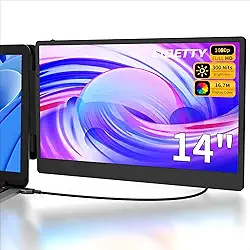 Extensor de tela para laptop, extensor de monitor duplo para laptop, tela de 14,1 polegadas, tela FHD 1080p, adequado para laptops de 13 a 17 polegadas, compatível com Win/Mac/Chrome/Android