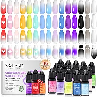 Airbrush Gel Nail Polish: 36 Colors No Need for Dilution Gel Polish Airbrush Paint for Nail Diluted High Pigmented for Acrylic French Gradients Cat Eye Paint Home Salon DIY Christmas Gift