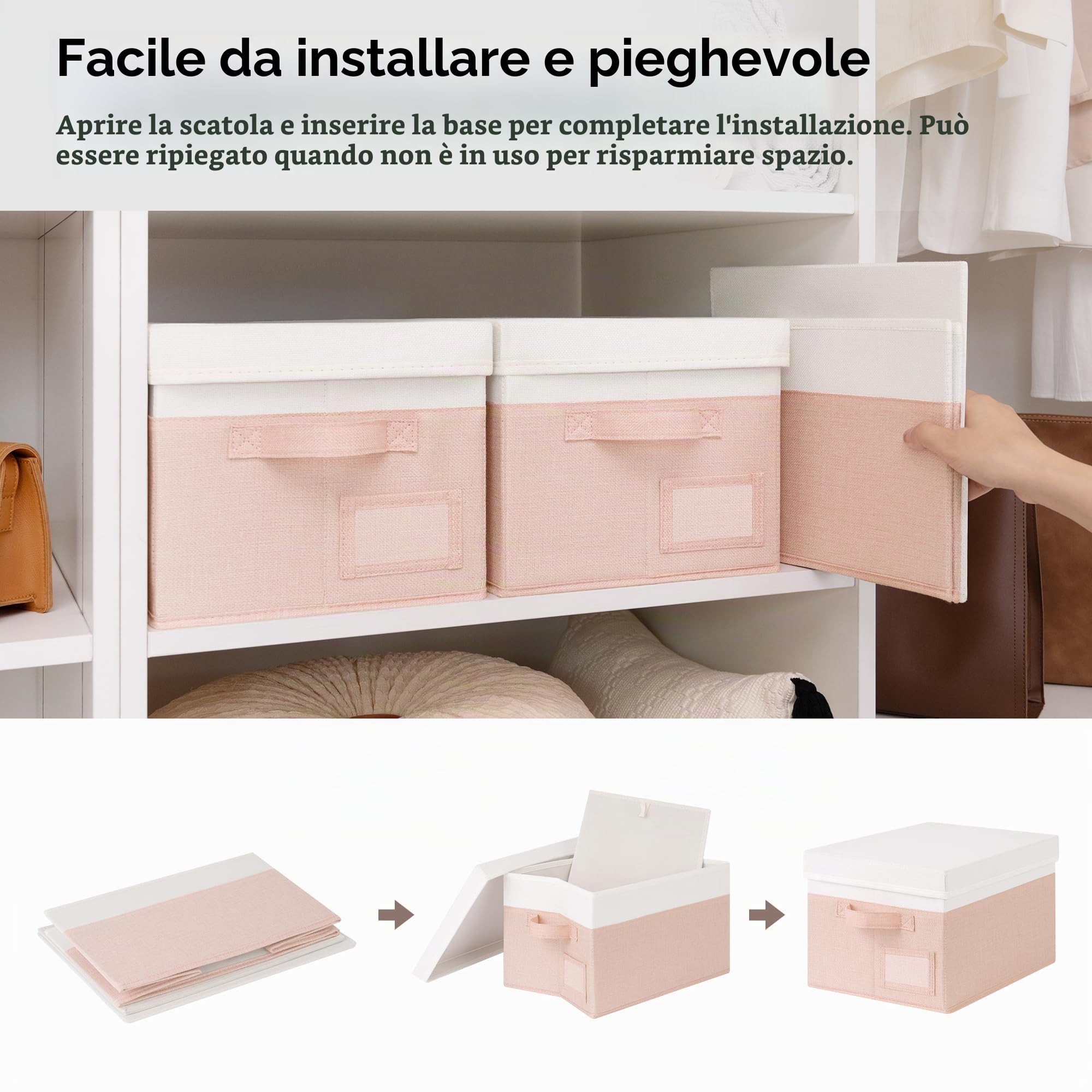 GRANNY SAYS Set di Porta Oggetti da Appendere con 4 Tasche e Scatole Tessuto con Coperchio