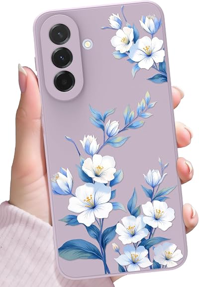 for Samsung Galaxy A37 5G Case,Floral Pattern Design for Women Girls,Soft Slim Cute Flowers Silicone Phone Cover with Shockproof Anti-Scratch Microfiber Lining,Jasmine Flower
