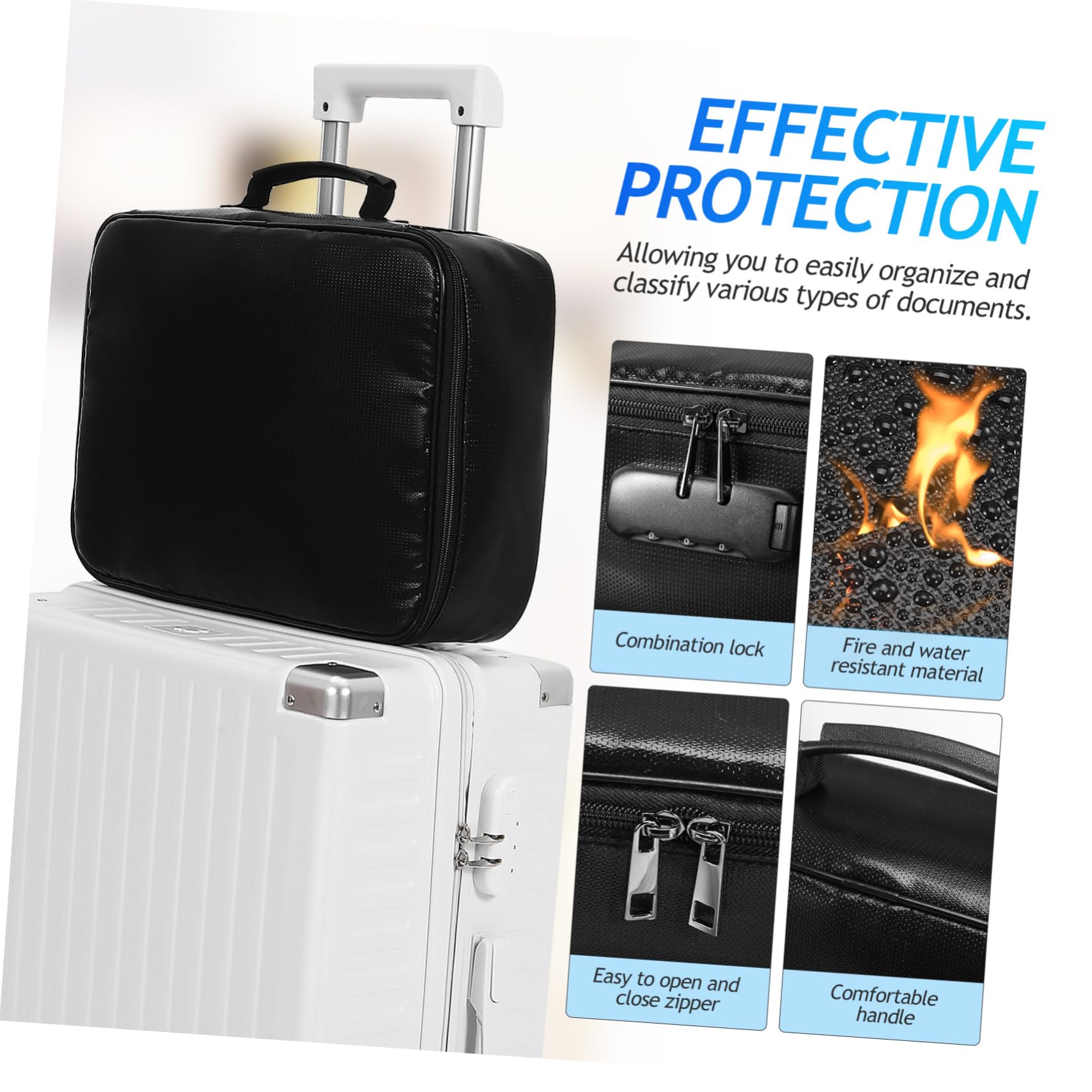 Holibanna Organizador De Documentos Ignífugo Funda De Pasaporte y Certificados Caja De Almacenamiento Resistente Al Agua Accesorios De Viaje Para Seguridad De Documentos