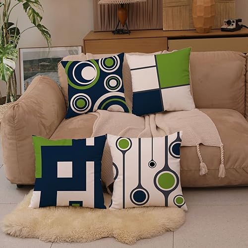 Miniatura 2 de EZVING Juego de 4 fundas de almohada naranjas de 16 x 16 pulgadas, fundas de almohada decorativas, fundas de almohada geométricas abstractas