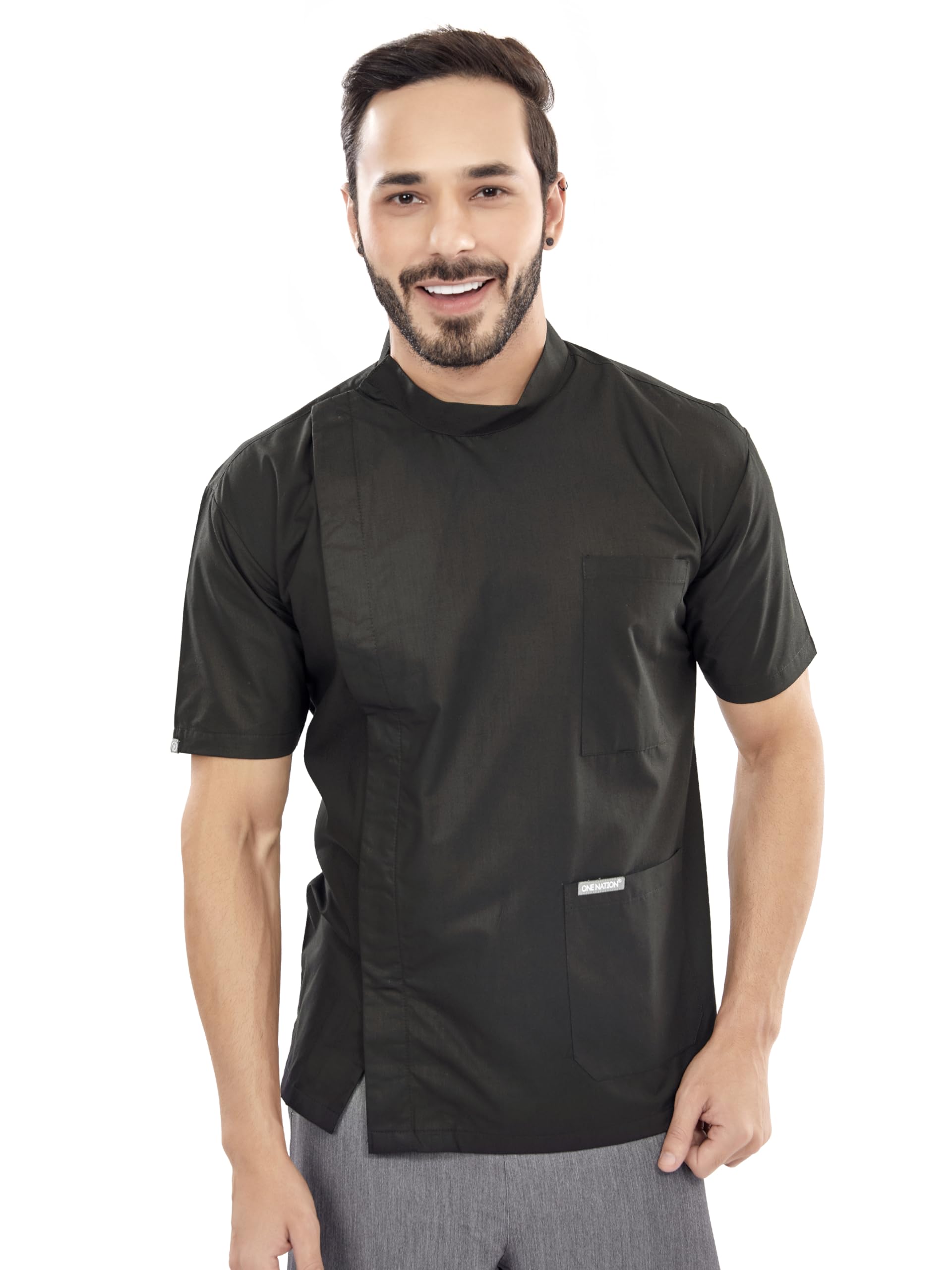 One Nation Half-Sleeve Black Concealed Button Apron with Chinese Collar Unisex - Extra Extra Large (B0CS6D782V) Amazon Price History, Amazon Price Tracker