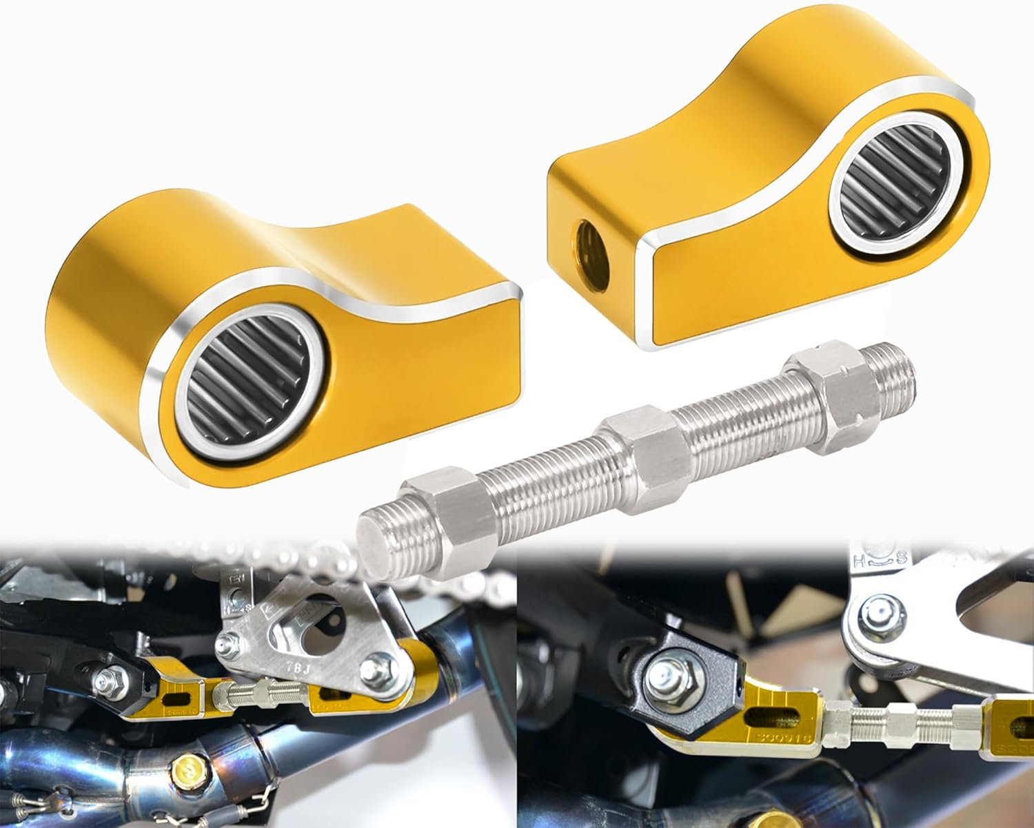GSX-R 1000 Lowering Link Adjustable 0-4" Suspension Compatible with GSXR600 GSXR 750 GSX R1000 GSXS 1000/F DL1000 CNC Rear Drop Link (Gold)