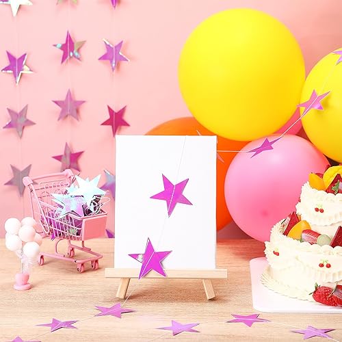 Miniatura 44 de Patelai Guirnalda de estrellas con purpurina decorativa de 130 pies para colgar en banderines de estrellas, telón de fondo para regreso a casa, Rojo