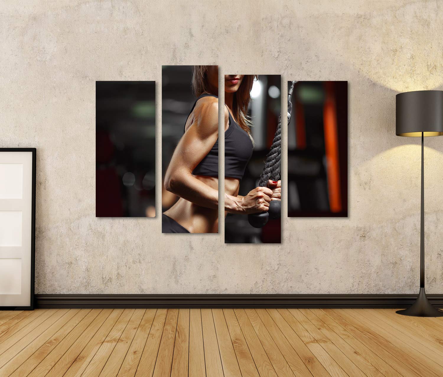 Quadro su tela Fitness Donna in Palestra Giovane Donna Potenza Esercizi Fitness Palestra Murale Soggiorno Ufficio Immagini GCBF-4erPx