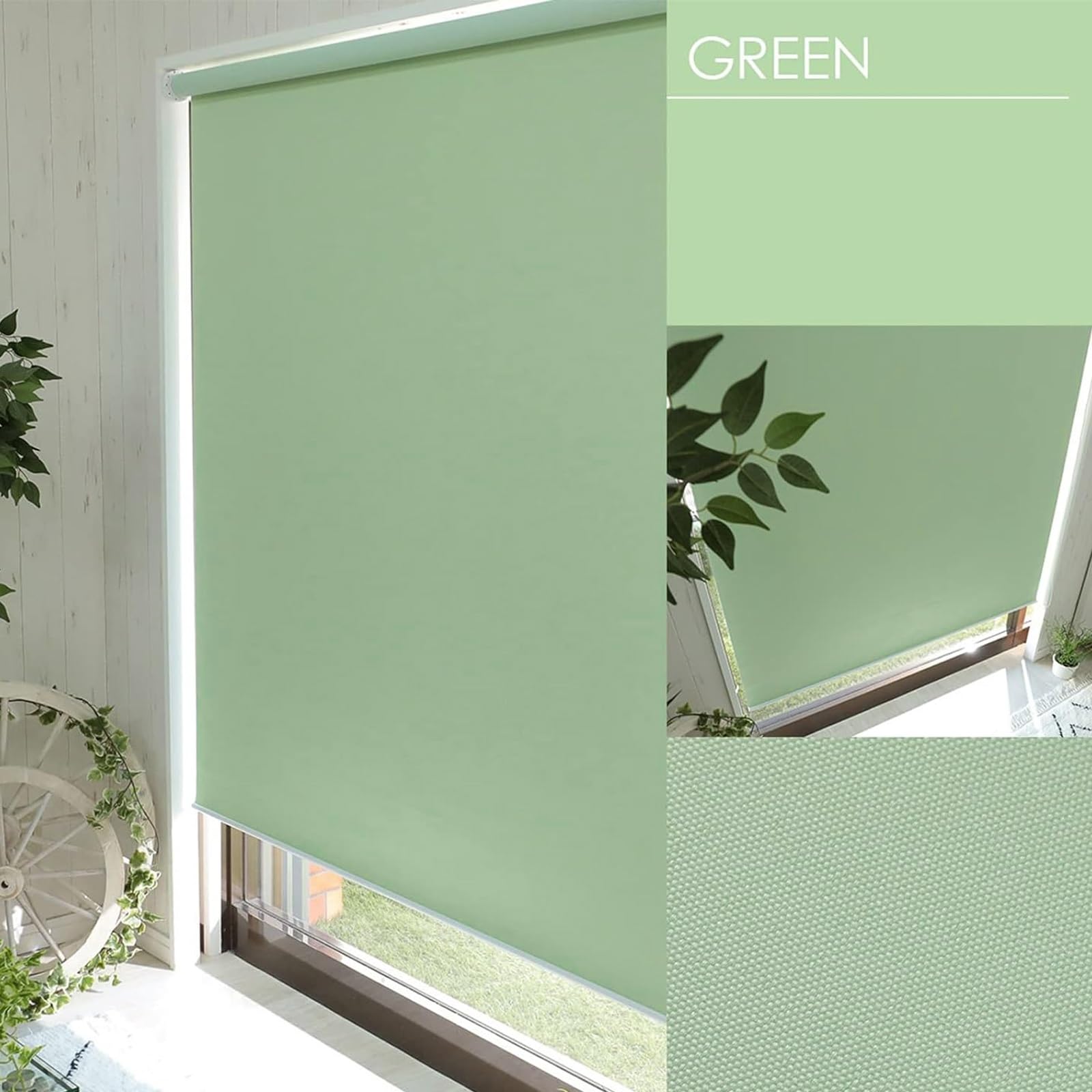 Tenda avvolgibile di alta qualità, 105 x 60 cm, protezione dai raggi UV, isolamento termico, filtraggio della luce, senza fori, ideale per casa, ufficio e camera da letto, tessuto verde tenero