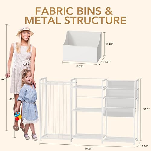 Miniatura 2 de BBLIKE Organizador de almacenamiento de animales de peluche 3 en 1, almacenamiento de juguetes con estantería para niños y soporte grande de