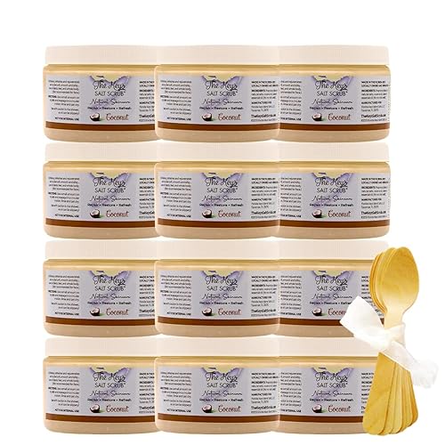 Miniatura 78 de The Keys Salt Scrub -Exfoliante de sal marina - Exfoliante corporal con cuchara de madera - Exfoliante hidratante para manos, pies, baño, (3.4 onzas