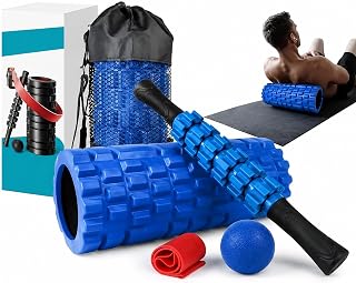 5-in-1 Deep Tissue Foam Roller Set for Muscle Massage, Blue